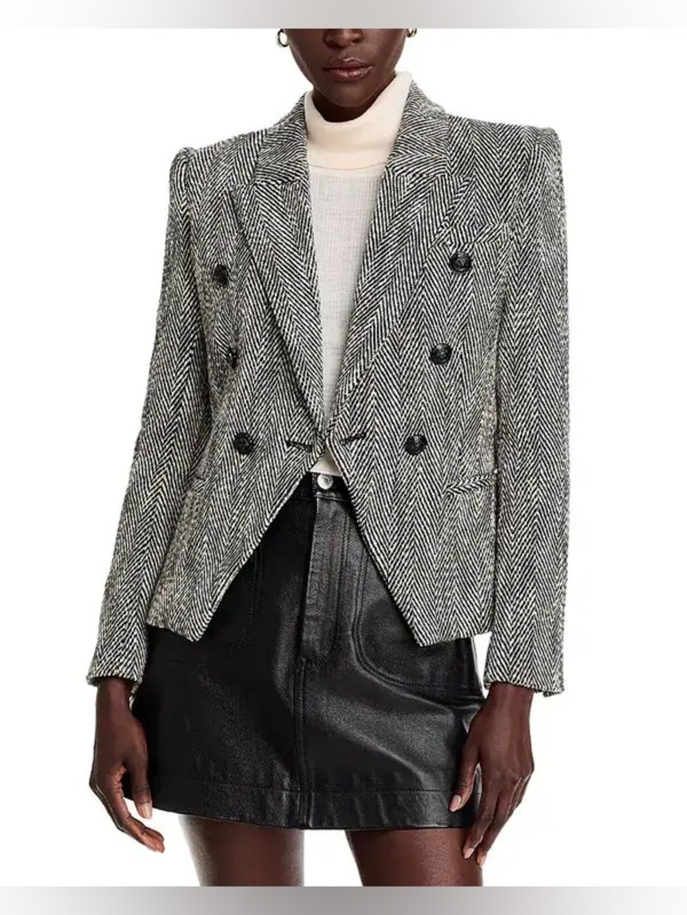 L'AGENCE Marie Double Breasted Blazer in gray herringbone size 4